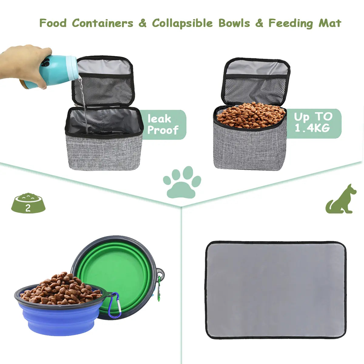 Wolt Pet Travel Bag Kit - Airline-Approved Organizer for Dog Food and Supplies, Ideal for Camping, Hiking, and Weekend Getaways, Black Travel Accessories for Pet Lovers