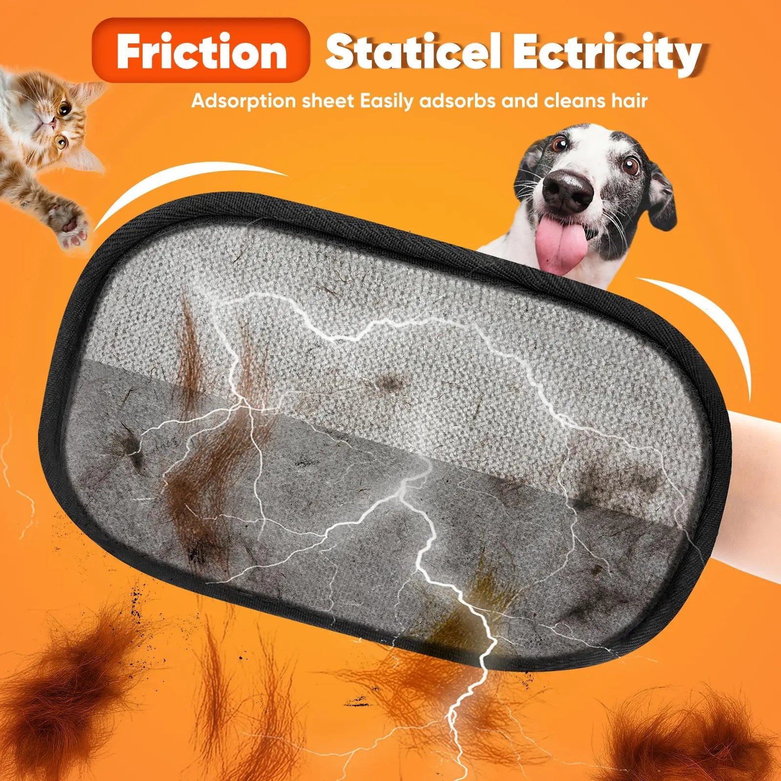 Reusable Electrostatic Pet Hair Removal Gloves for Efficient Cleaning of Furniture, Carpets, and Car Interiors