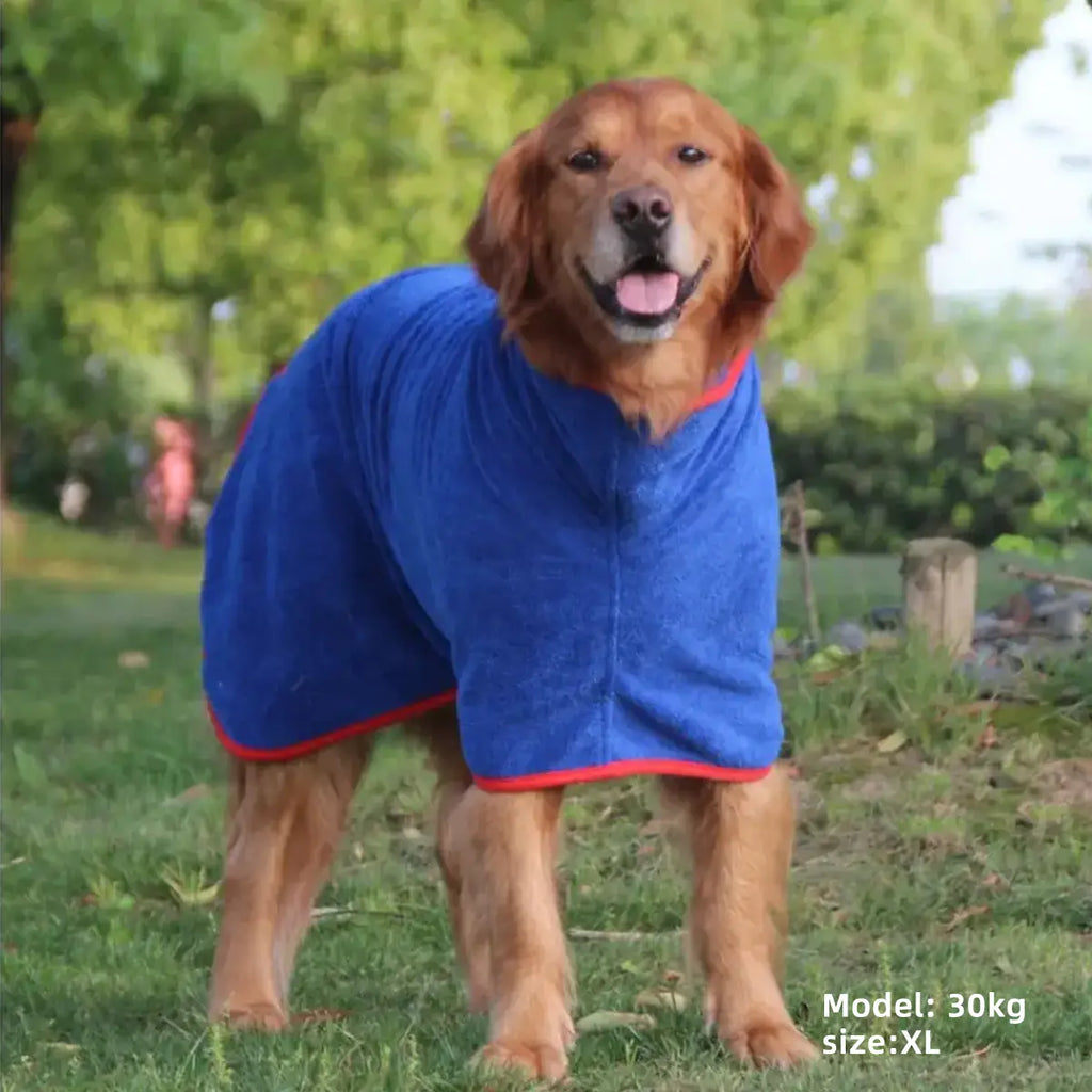 Quick-Dry Microfiber Pet Bathrobe and Towel - Ultra-Fine Fiber Grooming Accessory for Dogs and Cats in Blue