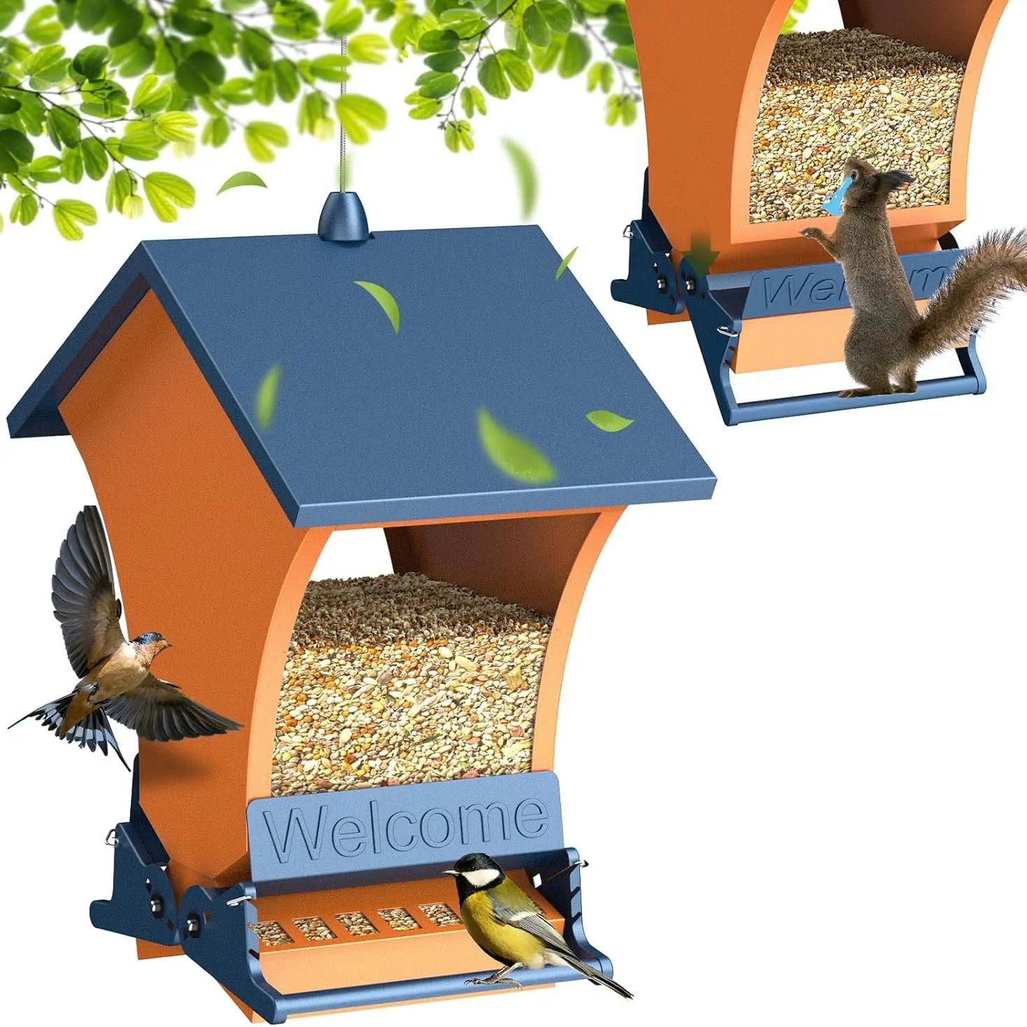 Wildpark Squirrel-Proof Bird Feeder - Durable and Vibrant Orange Design, Ideal for Attracting Cardinals and Chickadees - Perfect Gift for Bird Enthusiasts and Nature Lovers