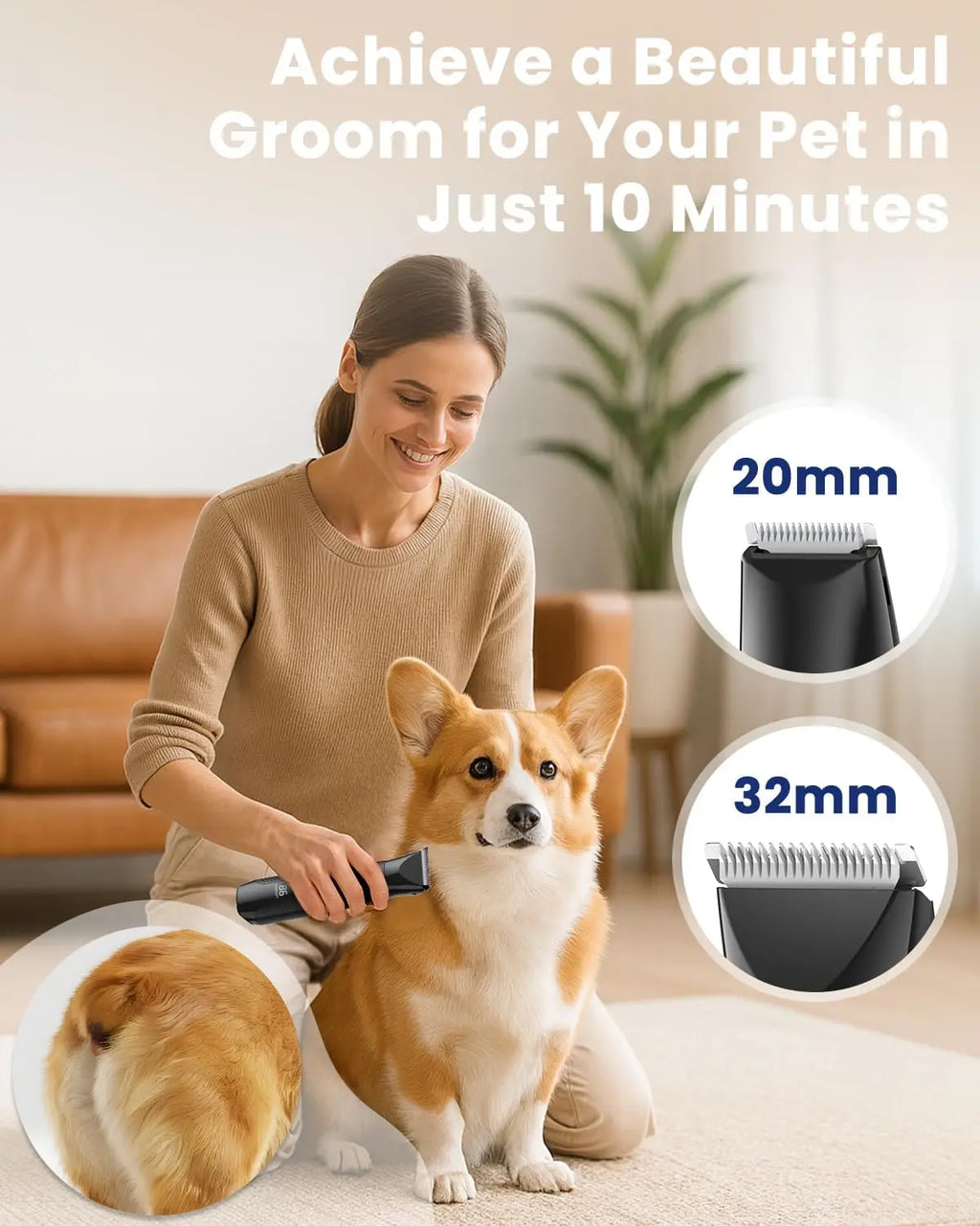 4-in-1 Professional Pet Grooming Kit with Nail Grinder, Rechargeable Silent Clippers for Dogs and Cats - Ideal for Body, Face, and Paw Grooming