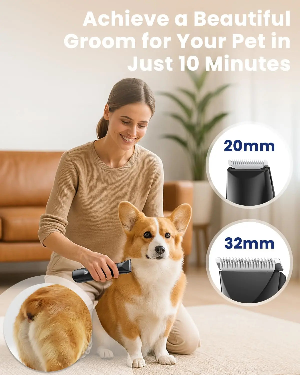 4-in-1 Professional Pet Grooming Kit with Nail Grinder, Rechargeable Silent Clippers for Dogs and Cats - Ideal for Body, Face, and Paw Grooming
