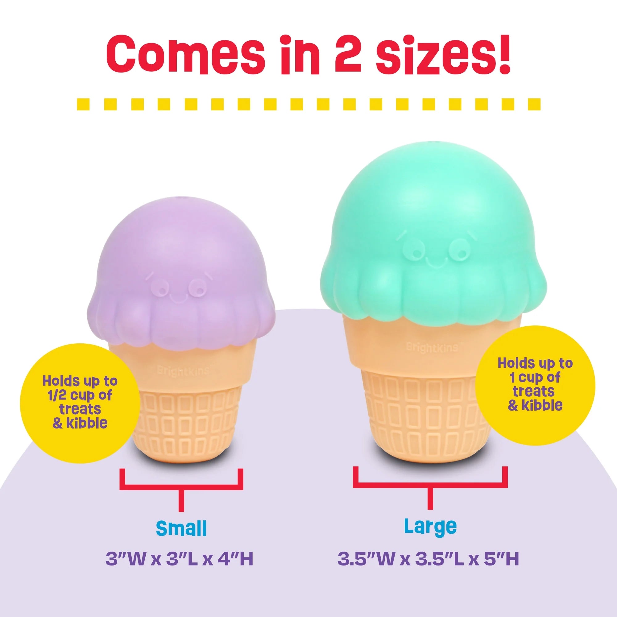 Brightkins Ice Cream Dog Toy Treat Dispenser for Engaging Training and Chewing for Small and Medium Dogs