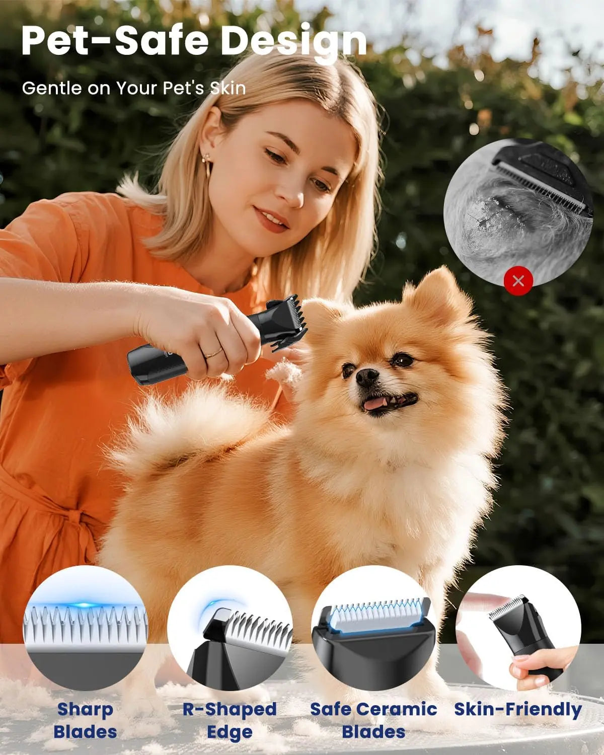 4-in-1 Professional Pet Grooming Kit with Nail Grinder, Rechargeable Silent Clippers for Dogs and Cats - Ideal for Body, Face, and Paw Grooming