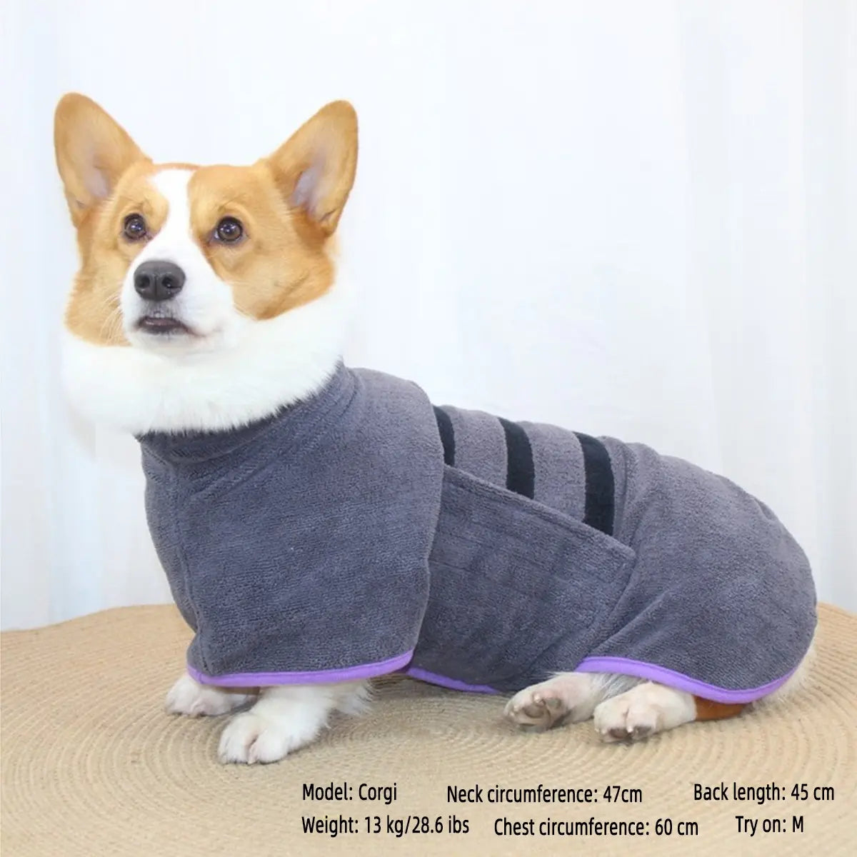 Quick-Dry Microfiber Pet Bathrobe and Towel - Ultra-Fine Fiber Grooming Accessory for Dogs and Cats in Blue