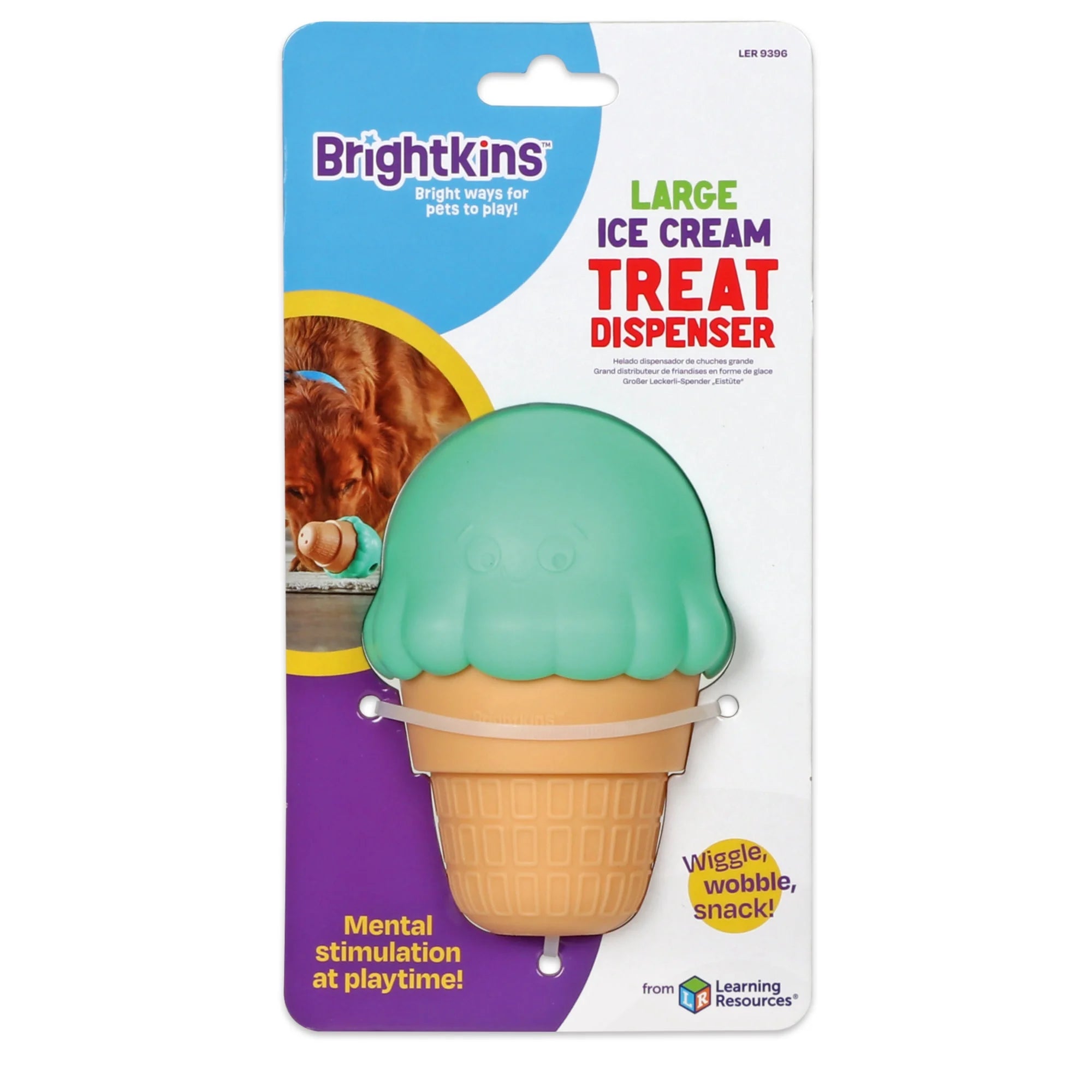 Brightkins Ice Cream Dog Toy Treat Dispenser for Engaging Training and Chewing for Small and Medium Dogs