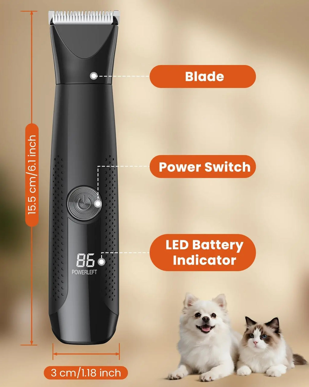 4-in-1 Professional Pet Grooming Kit with Nail Grinder, Rechargeable Silent Clippers for Dogs and Cats - Ideal for Body, Face, and Paw Grooming