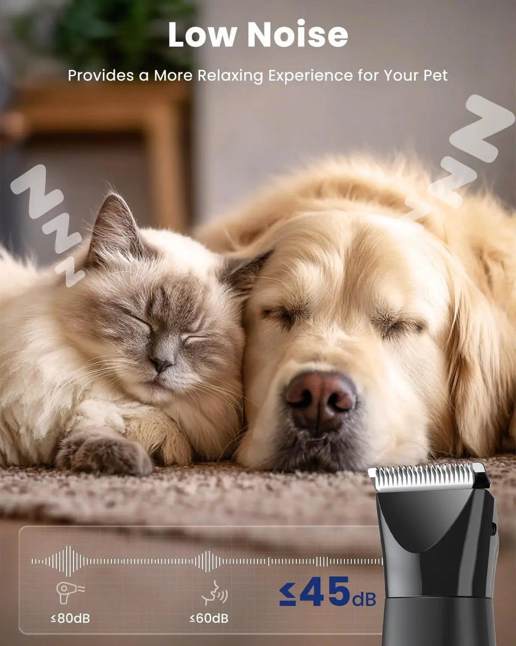 4-in-1 Professional Pet Grooming Kit with Nail Grinder, Rechargeable Silent Clippers for Dogs and Cats - Ideal for Body, Face, and Paw Grooming