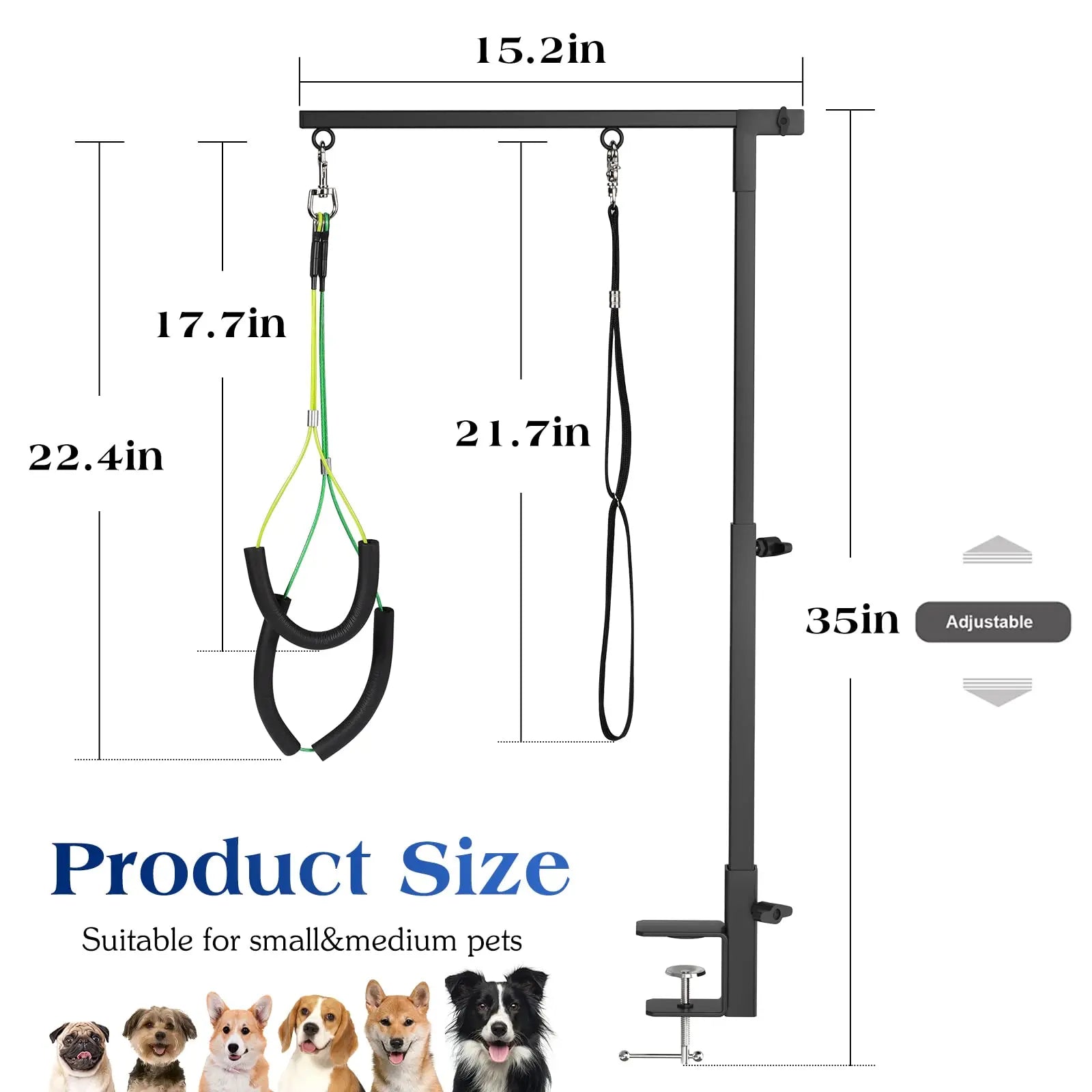 Pawaboo Dog Grooming Table Arm with Clamp, 35" Dog-Grooming-Arm Dog Grooming Stand and Free Two No Sit Haunch Holder with Grooming Loop, Foldable Dog Grooming Arm for Small Medium Pet, Groomer Partner