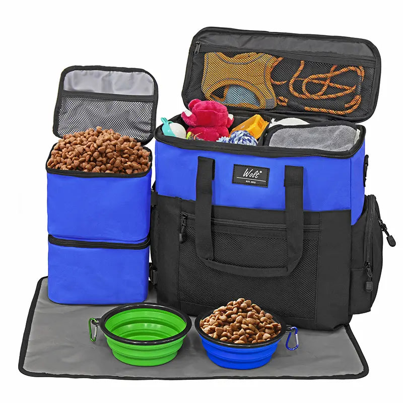 Wolt Pet Travel Bag Kit - Airline-Approved Organizer for Dog Food and Supplies, Ideal for Camping, Hiking, and Weekend Getaways, Black Travel Accessories for Pet Lovers