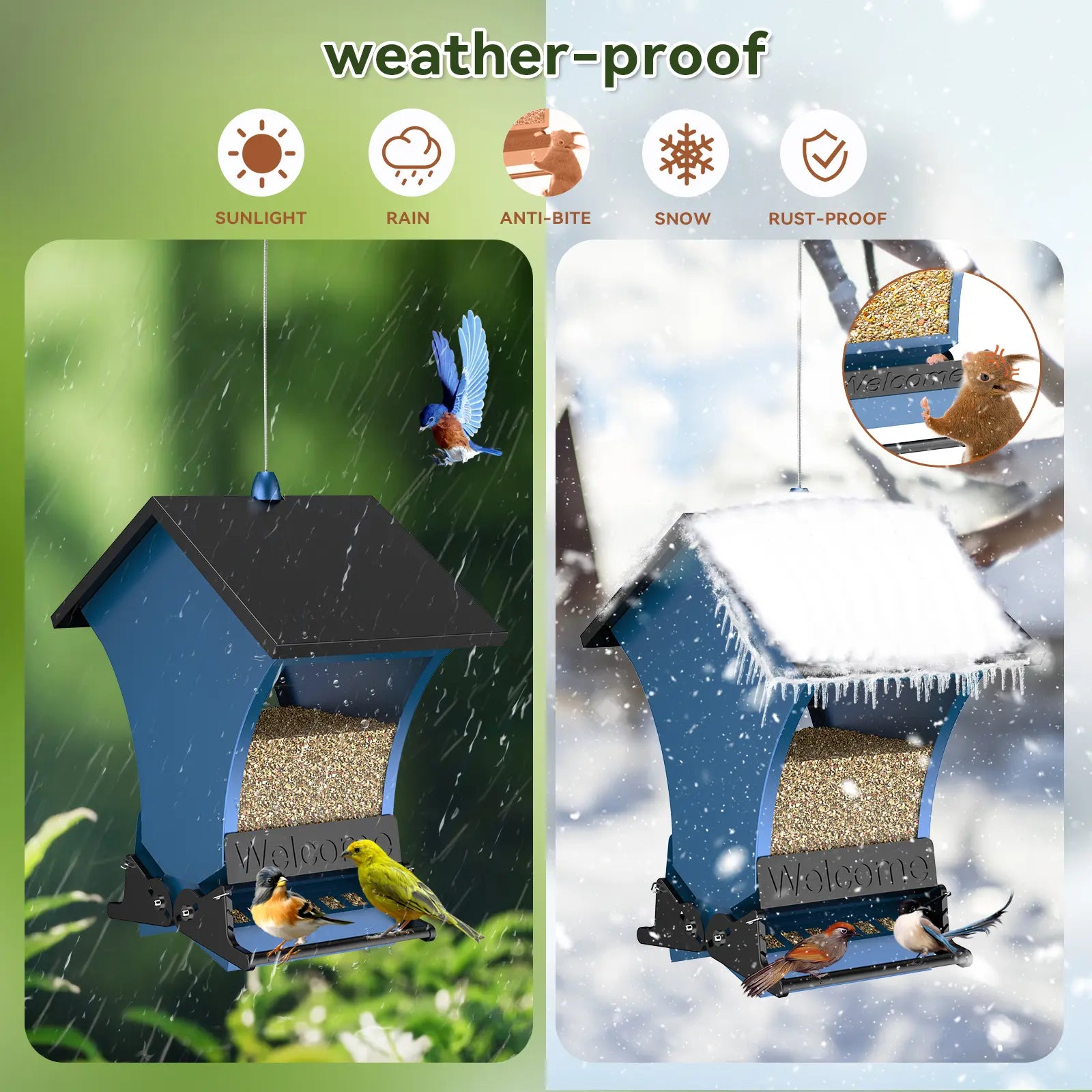 Wildpark Squirrel-Proof Bird Feeder - Durable and Vibrant Orange Design, Ideal for Attracting Cardinals and Chickadees - Perfect Gift for Bird Enthusiasts and Nature Lovers