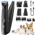 4-in-1 Professional Pet Grooming Kit with Nail Grinder, Rechargeable Silent Clippers for Dogs and Cats - Ideal for Body, Face, and Paw Grooming