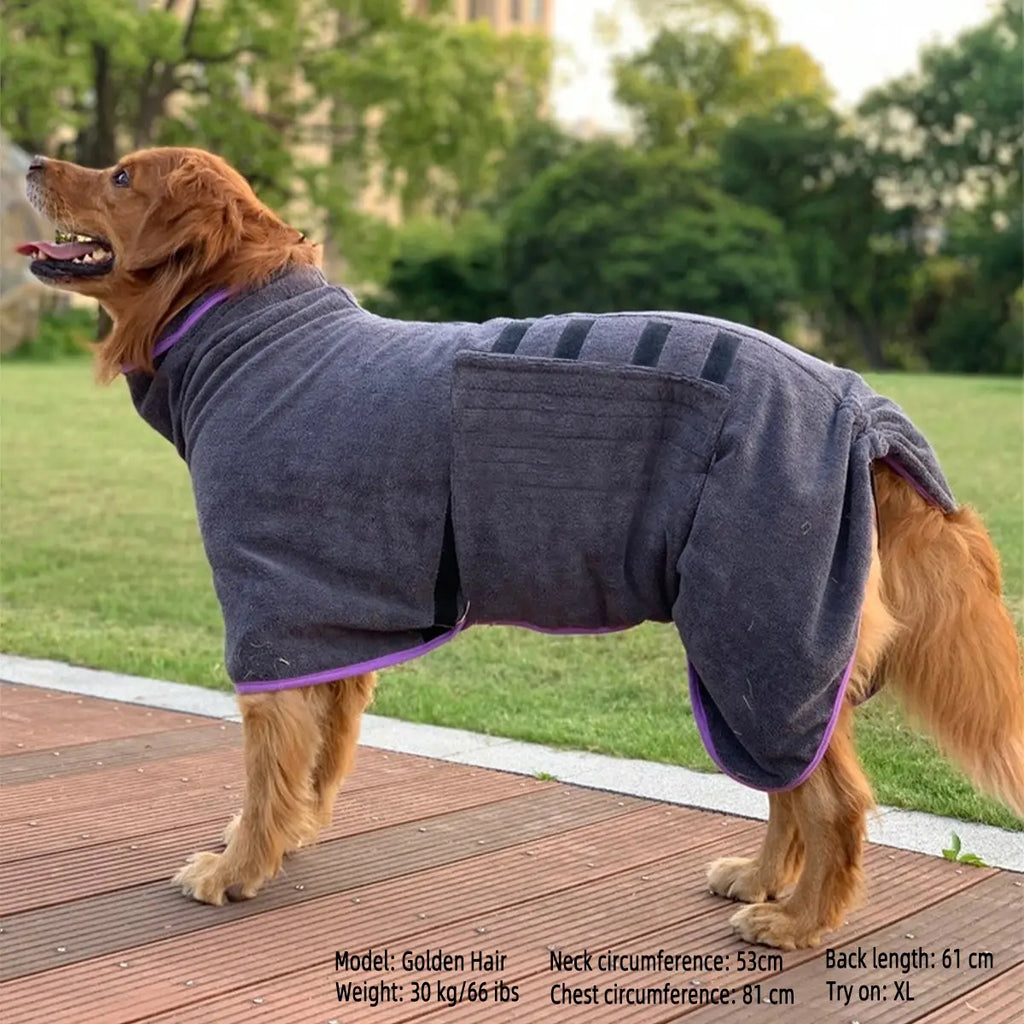 Quick-Dry Microfiber Pet Bathrobe and Towel - Ultra-Fine Fiber Grooming Accessory for Dogs and Cats in Blue