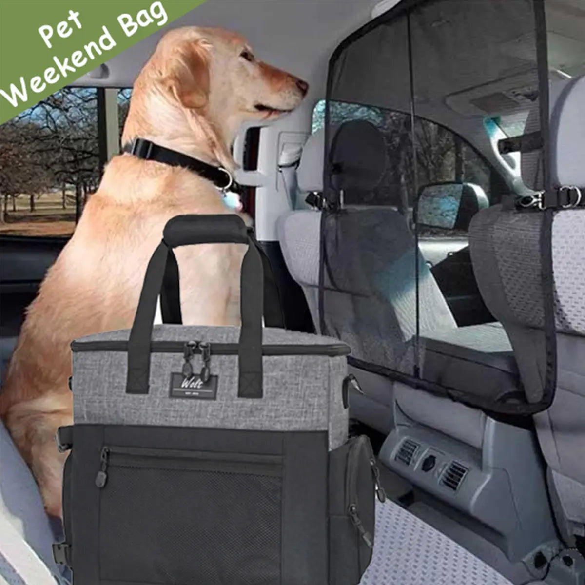 Wolt Pet Travel Bag Kit - Airline-Approved Organizer for Dog Food and Supplies, Ideal for Camping, Hiking, and Weekend Getaways, Black Travel Accessories for Pet Lovers