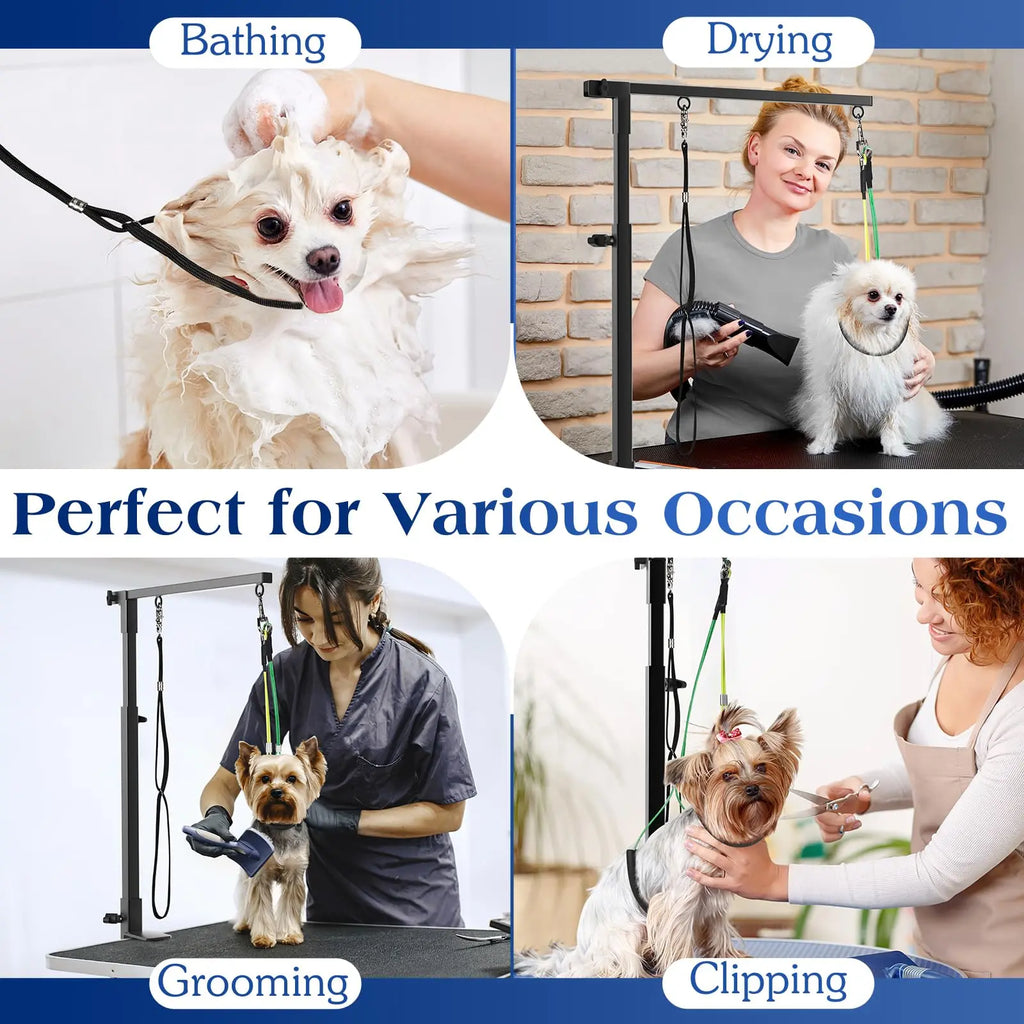 Pawaboo Dog Grooming Table Arm with Clamp, 35" Dog-Grooming-Arm Dog Grooming Stand and Free Two No Sit Haunch Holder with Grooming Loop, Foldable Dog Grooming Arm for Small Medium Pet, Groomer Partner