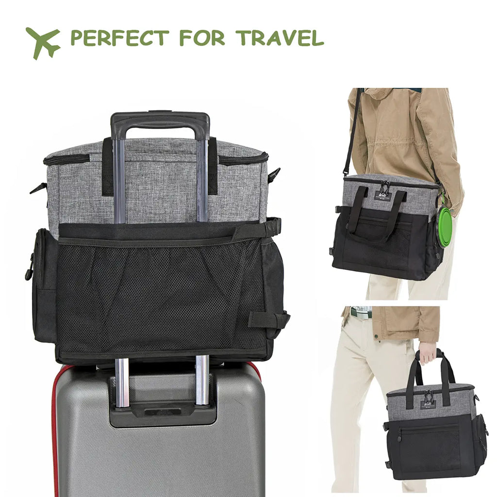 Wolt Pet Travel Bag Kit - Airline-Approved Organizer for Dog Food and Supplies, Ideal for Camping, Hiking, and Weekend Getaways, Black Travel Accessories for Pet Lovers