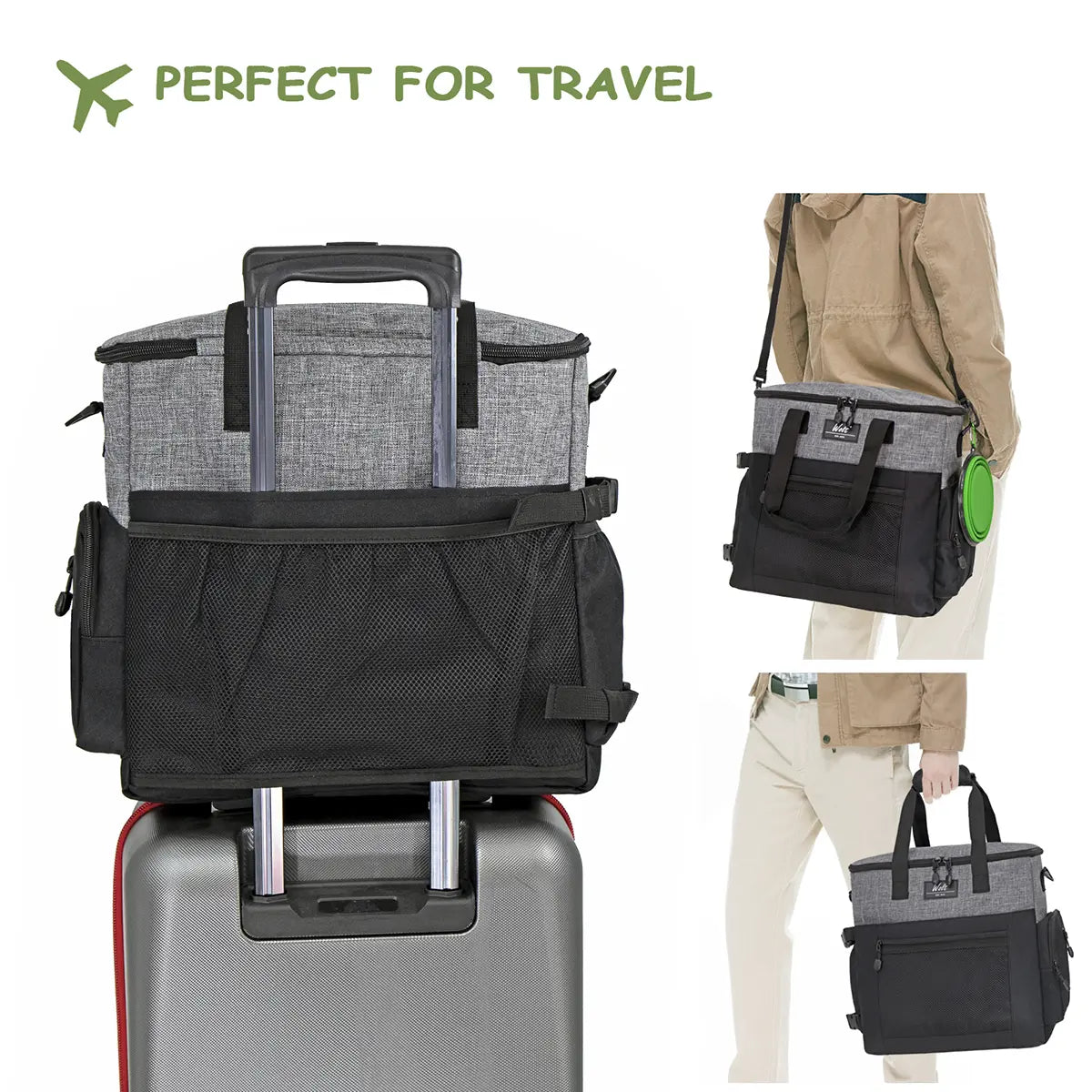 Wolt Pet Travel Bag Kit - Airline-Approved Organizer for Dog Food and Supplies, Ideal for Camping, Hiking, and Weekend Getaways, Black Travel Accessories for Pet Lovers